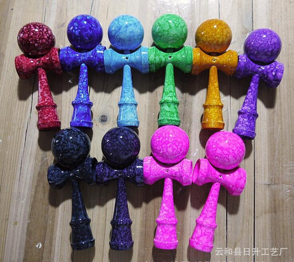 MOQ 100pcs Full Marble paint Kendama 10colors 18.5CM Boutique Japan Traditional Game beech Kendama TOY