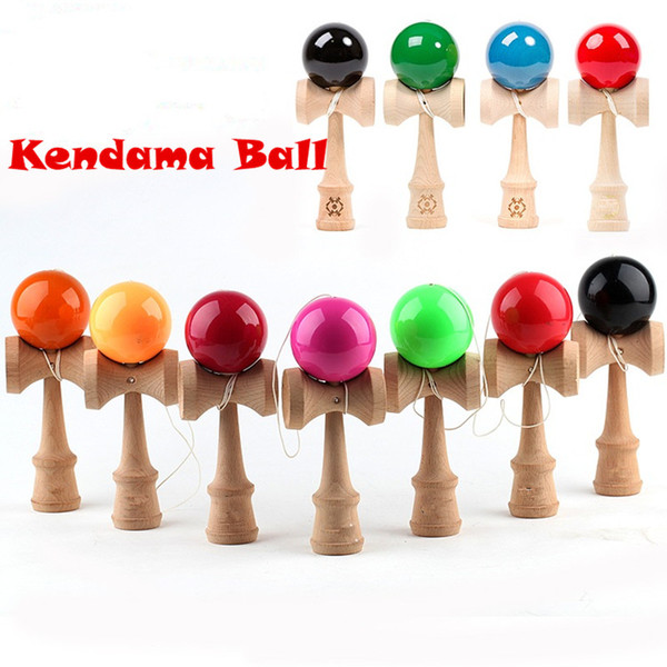 18.5cm Kendama Ball Toy Shine Smooth PU painting beech Wooden Japanese Traditional Funny Sword ball Game Education Toy Christmas gift