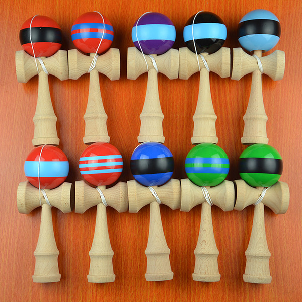 18.5cm PU paint colorful Kendama striped kendama Japanese traditional game Kendama.