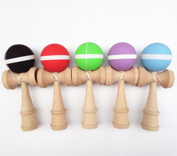 MOQ 100pcs rubber paint white line Kendama nice colors 18.5CM Boutique Japan Traditional Game beech Kendama TOY