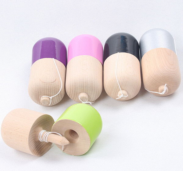 11x5CM Glossy Pill Kendama Toy Japanese Traditional Wood Game Kids Toy PU Paint Beech, 100PCS Novelty Games Activit Fedex/EMS,