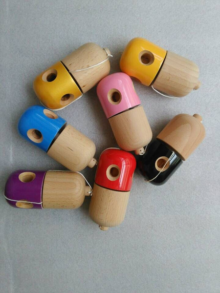 5 Hole Pill Kendama ball Japanese Traditional Wood Game Kids Toy 11x5CM PU Coatting & Beech free dhl