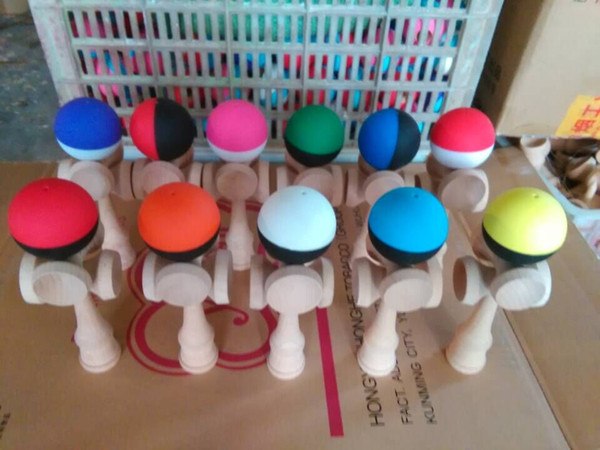 130pcs Size 20.5cm 5 cups Japanese beech Game Kendama Ball colorful rubber Paint tribute professional free DHL