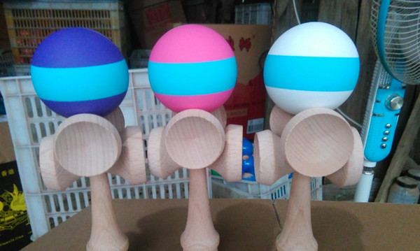 100pcs new arrive Size 20.5cm 5cups Japanese beech Game Kendama Ball colorful rubber Paint tribute professional free DHL