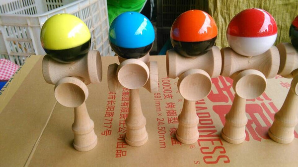 140pcs Size 20.5cm 5 cups Japanese beech Game Kendama Ball colorful crack Paint tribute professional free DHL