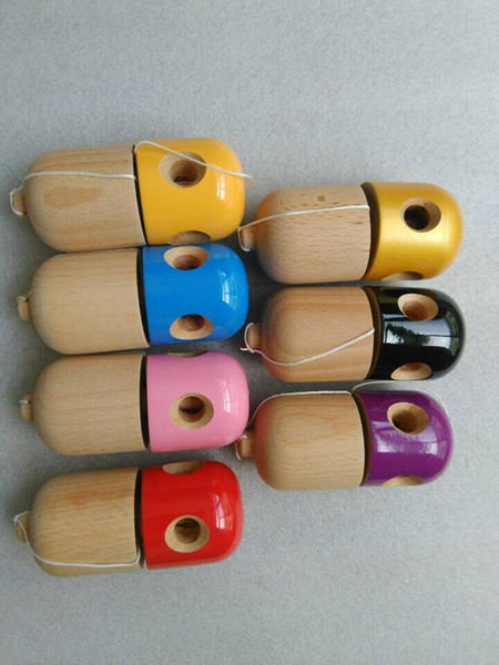 Free 5 Hole Pill Kendama Toy Japanese Traditional Wood Game Kids Toy 11x5CM PU Coatting & Beech