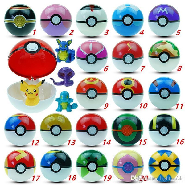 New Arrival 21 Kinds Pikachu Elf balls 7cm Anime Ball with 3cm Action Figures Super Master Fairy Ball Toys ABS pokBall