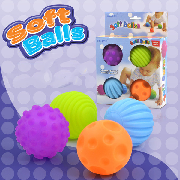 Mix Color Soft Balls Baby Toys Toddler Catching Massage Sound Ball for Boys Girls Retail Package
