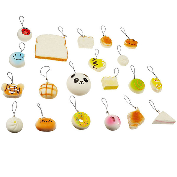 Wholesale Kawaii Squishy Rilakkuma Donut Soft Squishies Cute Phone Straps Bag Charms Slow Rising Squishies Jumbo Buns Phone Charms
