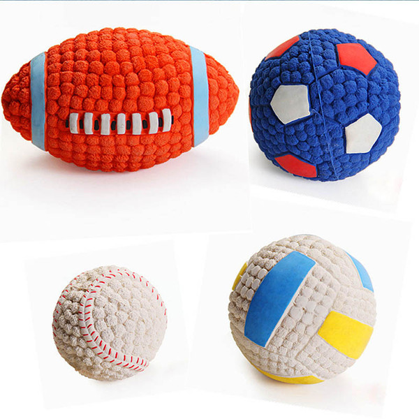 Dog Ball Toys Soft Rubber Pet Dogs Bite Toys Ball Pet Interactive Sound Training Ball Latex Teeth Cleansing Tennis Toy 20S6