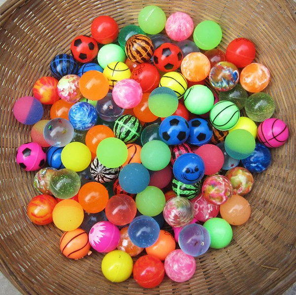 32MM Elastic Ball Bouncy Balls Printing Scrub Rubber Bouncing Balls Decompression Toy Random Styles kids toy