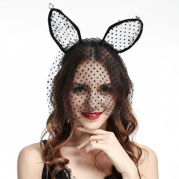 Sexy Lace Hairband Headband Women Girls Fashion Hair Accessory Halloween Easter Headware Rabbit Bunny Ears Mask Hair Accessories