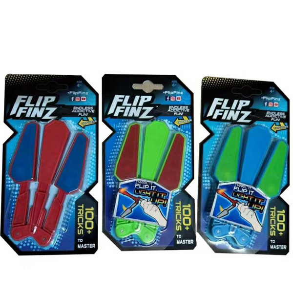 Flip Finz Spinner Fidget Toy Light up Plastic Stress Reliever Butterfly Flipper 3 Leds Hand Training 3 Colors Addictive Funny Twirl Flip