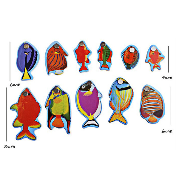 Children Magnetic Fishing Rod Fish Model Bath Fun Toy Set Cartoon Baby Wooden Puzzle Magnetic Fishing Game Toy FCI#