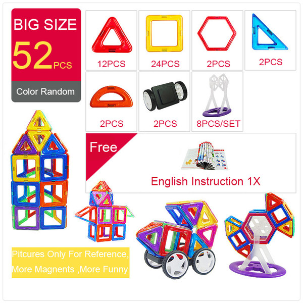 52 PCs Big Triangle Square Brick Designer Light Brick Building Blocks Magnetic Toys