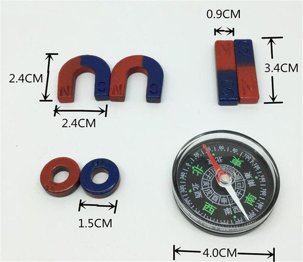 1set Magnets Kit Model A for Education Science experiment Inlcuding Horseshoe & Bar & Ring Magnet Compass and Tools