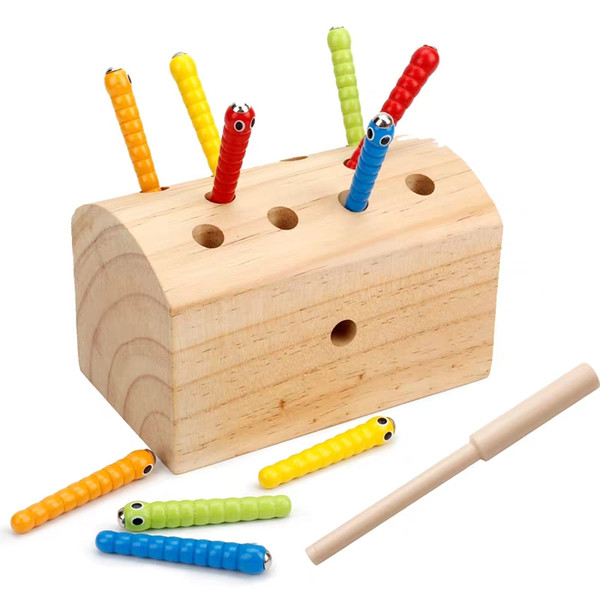 Children benefit intelligence magnetic catch worms and caterpillars game 1-3 one and a half years of age early education.