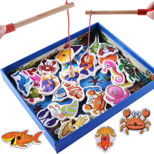 Baby Educational Toy Fishing Set Marine Biological Congnition Magnetic Toys Set Game Kids Gifts 32Pcs Fishing Set