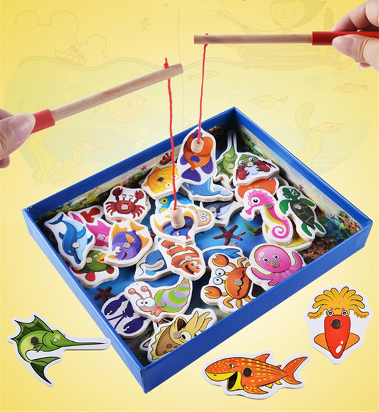 32Pcs Baby Educational Toys Fish Wooden Magnetic Fishing Toy Set Game Educational Toy Birthday Christmas Gifts For Children