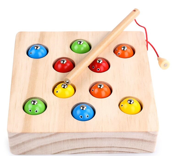 Magnetic Wooden Fishing Game Hand-Eye Coordination Kids Children Educational Toys Fine Motor Skill