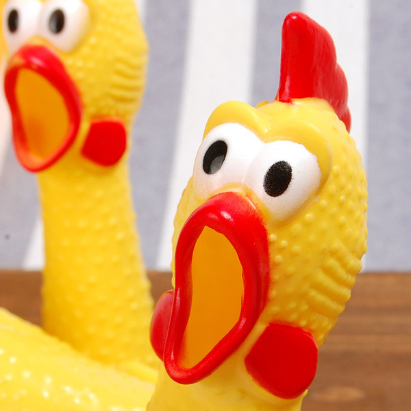 Funny gadgets 32cm High Quality Yellow Dog Toy Fun Novelty Squawking Screaming Shrilling Rubber Chicken for kids