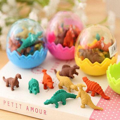 8Pcs/Pack Novelty Mini Kawaii Dinosaur Egg Pencil Rubber Eraser with egg Erasers Students Stationary Gift Creative gift free shipping