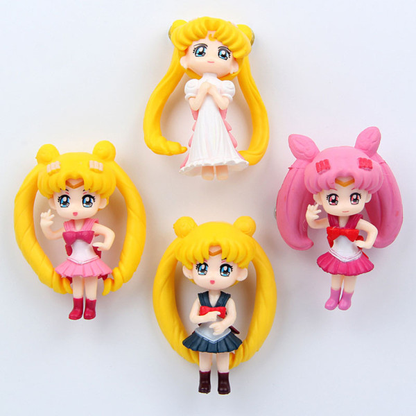 Cartoon Girls creative Sailor Moon decoration fridge magnets stickers 4pcs /set PVC powerful fridge magnets stickers Home Decor Ornaments