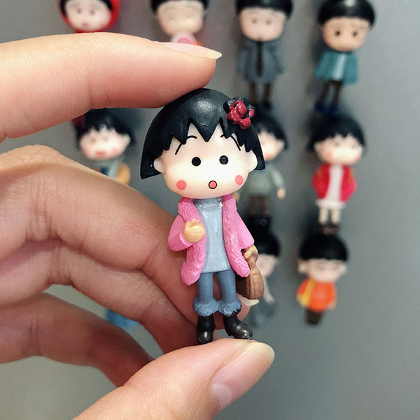 Whl 4pcs 3D Chibi Maruko Fridge Magnets Refrigerator Note Memo Sticker Funny Girls Boys Kids Children Student Toys Birthday Gift Home Decor