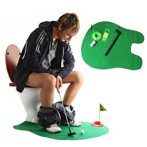 Toilet Golf Toy Mat Potty Putter Set Toilet Time Golf Sport Game Bathroom Mini Golf Training for Men's Toy