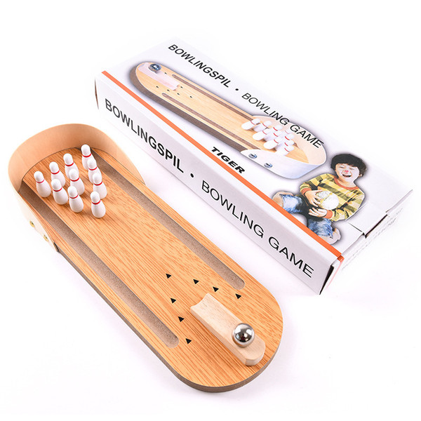 Mini bowling desktop game wooden children puzzle innovative toys solid wood paternity fun ball creative toys