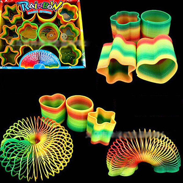 2017 newest Kids rainbow circle toy luminous various shapes rainbow circle spring light up toys luminous toys 1 box=12 pcs.