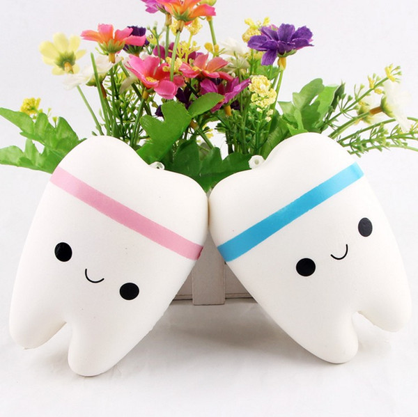 Squishy Tooth 10.5cm Novelty Jumbo Slow Rising Kawaii Soft Squishies Squeeze Cute Cell Phone Strap Toys Kids Baby Gift Wholesale