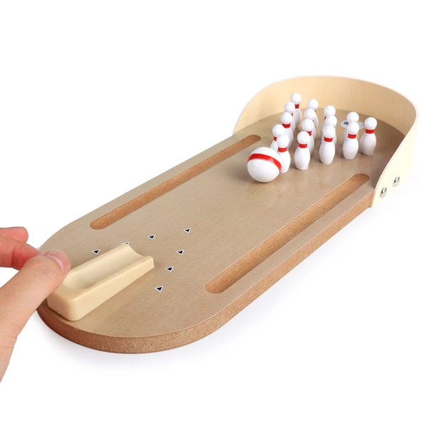 Wooden mini desktop bowling puzzle board game parent-child indoor children adult decompression ball toys