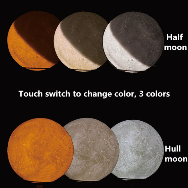 15cm Moon phase lamp 3D Lunar Light LED Moon Night Light Moon Night Touch Lamp Romatic Lights Bedroom Table Lamp Gifts Creative 3 colour