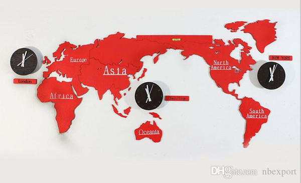 Fashion Simple Style Home Furnishing Supplies World Map and Map and a series of red clock