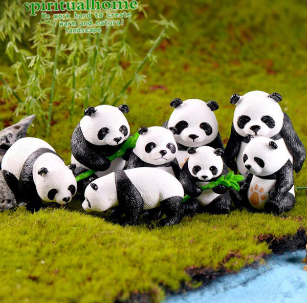 Panda Figurines Animal Figure Toys Playset Fairy Garden Cake Toppers Resin Animal Figurine Ornaments