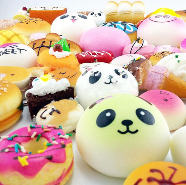 DHL Wholesale Kawaii Squishy Rilakkuma Donut Soft Squishies Cute Phone Straps Bag Charms Slow Rising Squishies Jumbo Buns Phone Charms Free