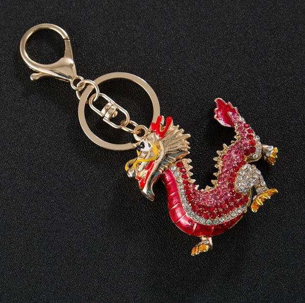 Small gift keychain creative Chinese dragon shape alloy key chain girl bag hanging ornaments hot sale exquisite car pendant factory direct