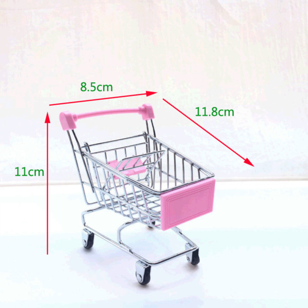 Mini shopping cart small supermarket trolley metal craft ornaments model egg claw toy creative cart