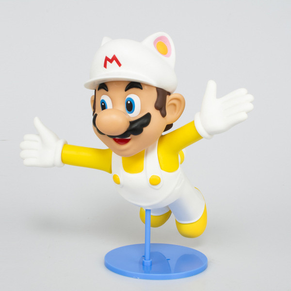 White Super Mario anime movable running Mario hand model car decoration toy doll gift