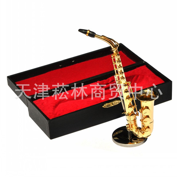 Mini Musical Instruments Model Alto Sax Pure Copper Plating Home Furnishing Ornaments Christmas Gift Gold Tone Dolls Accessories 35sl G1