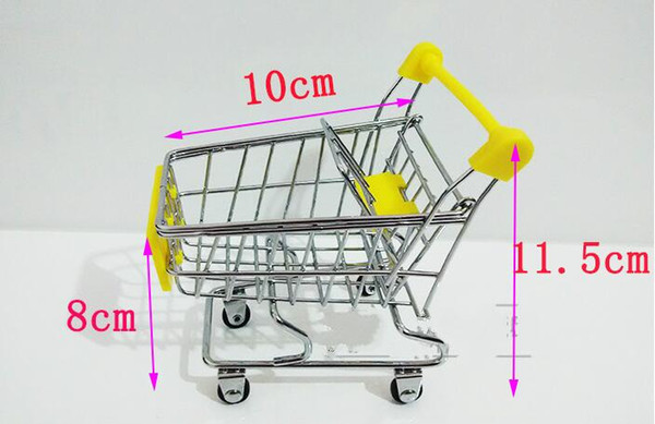 Fashion Mini Supermarket Hand Trolleys Mini Shopping Cart Desktop Decoration Storage Phone Holder Baby Toy New