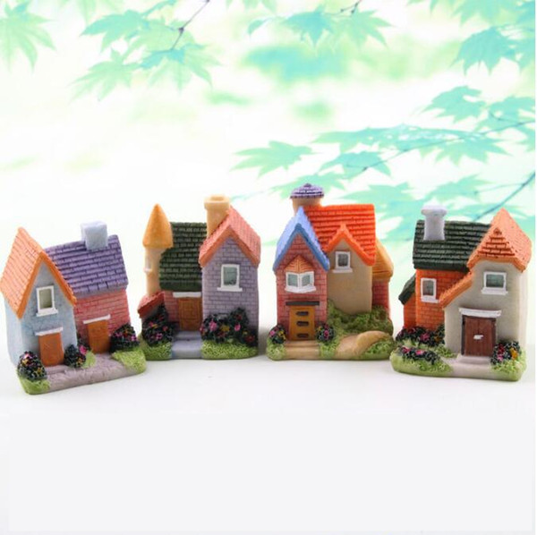Factory supplied lovely mini house, micro - landscape resin setting, resin villa, small house DIY accessories, colour random