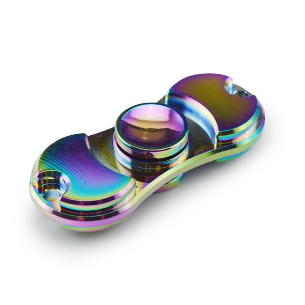 Rainbow Two Leaves Hand Spinner Bearing Fingertip Gyro Cyclone Metal Fidget Spinner Decompression Anxiety Toy EDC aluminium alloy with bag