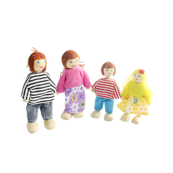Doll Family with 4 Dolls for Wooden Dollhouse Furniture