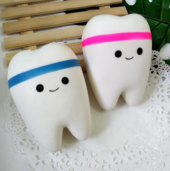 squishy 10.5CM Teeth PU Cute Lovely Cartoon Pendant Kawaii Squishy Simulation Bread Food Squishy Super Kid Toy Decompression Toys
