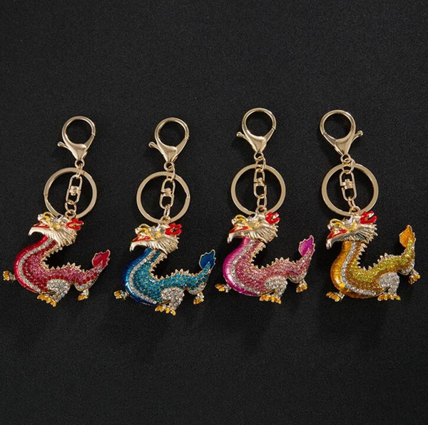 Small gift keychain creative Chinese dragon shape alloy key chain girl bag hanging ornaments hot sale exquisite car pendant factory direct