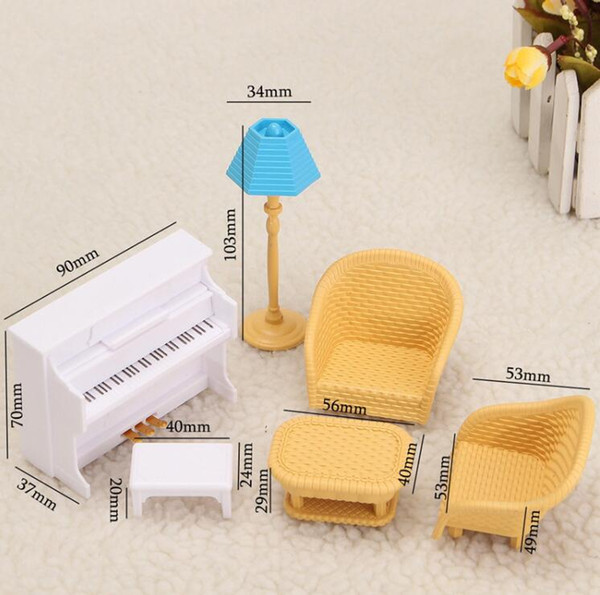 Families Furniture Toys Dollhouse Sofa Piano Table Miniature Furniture Sets Children Gift Toys Free Shipping