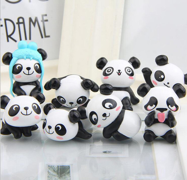 Cute Panda Figure Animal Toys Figurines Playset Fairy Garden Cake Toppers Decorations