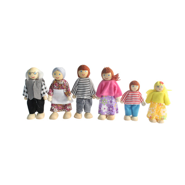 Doll Family with 4 Dolls for Wooden Miniature Dollhouse Furniture